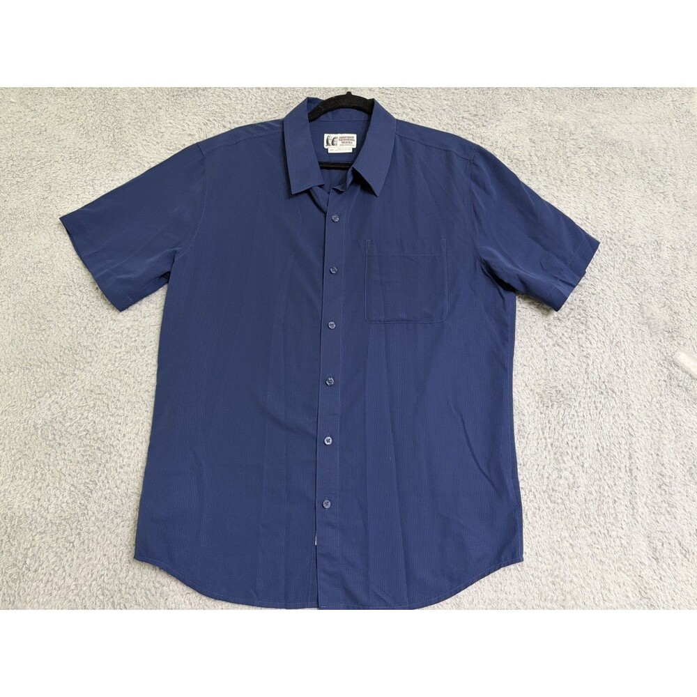 Marmot Mountain Works Shirt Mens Medium Blue Short Sleeve Casual Button Up